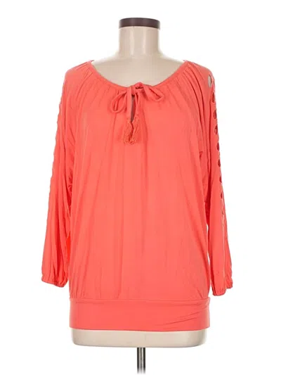 Pre-owned Carmen Marc Valvo 3/4 Sleeve T-shirt In Orange