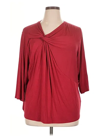 Carmen Marc Valvo 3/4 Sleeve T-shirt In Red