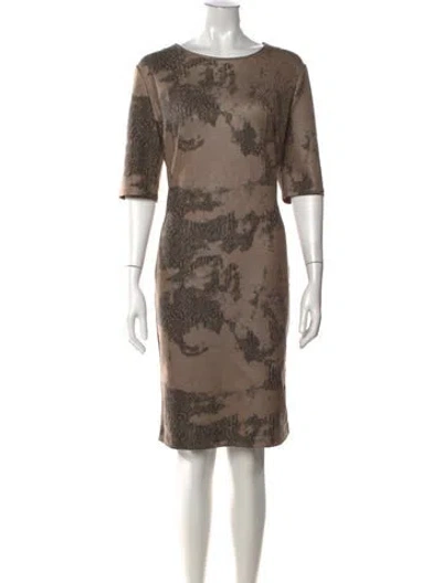 Pre-owned Carmen Marc Valvo Animal Print Knee-length Dress In Neutrals