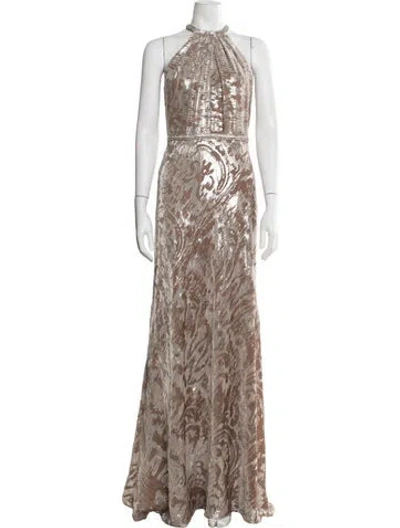 Pre-owned Carmen Marc Valvo Animal Print Long Dress In Multi