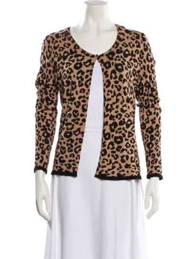Pre-owned Carmen Marc Valvo Animal Print Scoop Neck Sweater In Multi