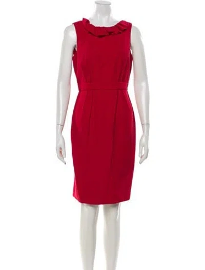Pre-owned Carmen Marc Valvo Asymmetrical Knee-length Dress In Red
