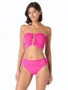 Carmen Marc Valvo Bandeau Beaded Draped Bikini Top