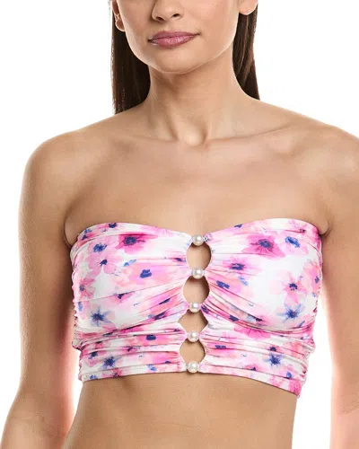 Carmen Marc Valvo Bandeau Shirred Top In Pink