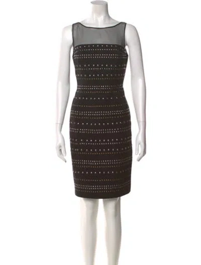 Pre-owned Carmen Marc Valvo Bateau Neckline Mini Dress In Black