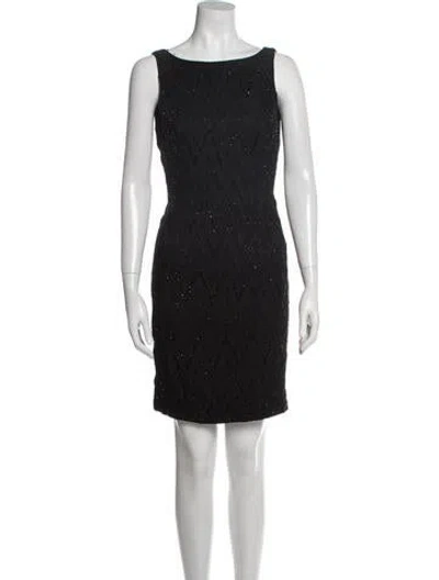 Pre-owned Carmen Marc Valvo Bateau Neckline Mini Dress In Black