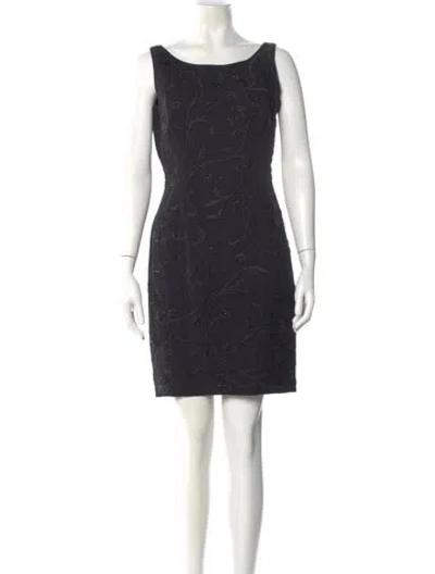 Pre-owned Carmen Marc Valvo Bateau Neckline Mini Dress In Black