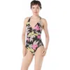 Carmen Marc Valvo Beaded Plunge One Piece Swimsuit
