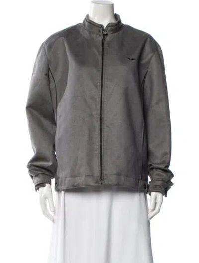 Pre-owned Carmen Marc Valvo Bomber Jacket In Gray