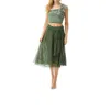 Carmen Marc Valvo Bowline Mesh Swing Skirt In Sage