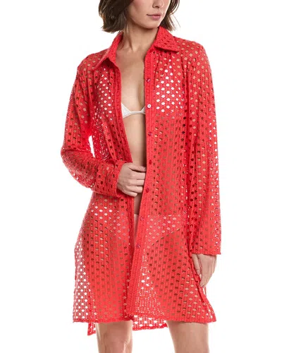 Carmen Marc Valvo Button-up Shirt In Red