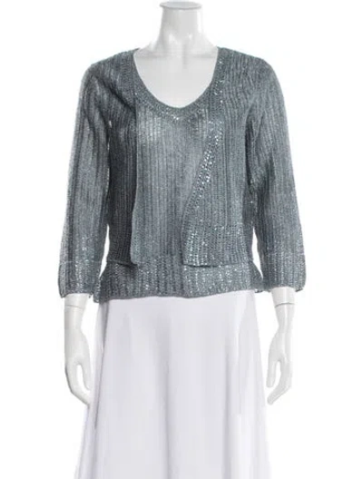 Pre-owned Carmen Marc Valvo Cardigan Set Patterned Sweater