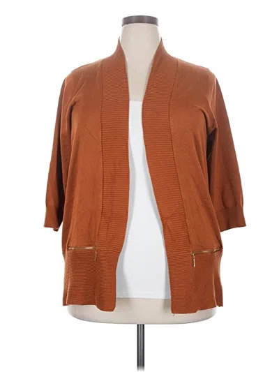 Pre-owned Carmen Marc Valvo Cardigan Sweater In Brown
