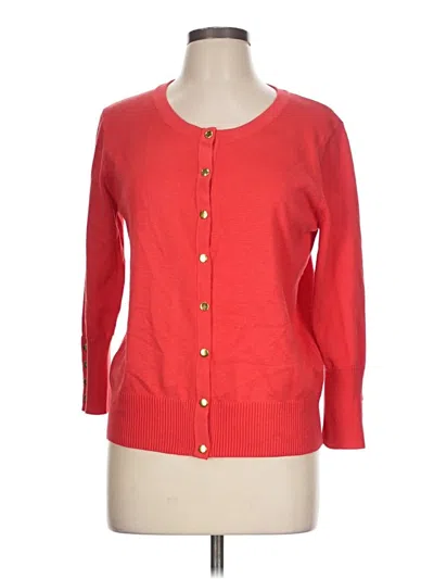 Pre-owned Carmen Marc Valvo Cardigan Sweater In Red
