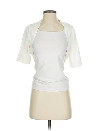 Pre-owned Carmen Marc Valvo Cardigan Sweater In White