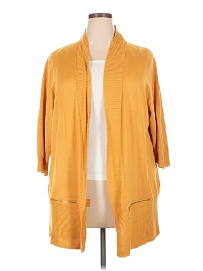 Pre-owned Carmen Marc Valvo Cardigan Sweater In Yellow
