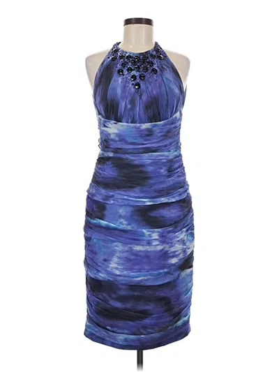 Pre-owned Carmen Marc Valvo Cocktail Dress In Blue