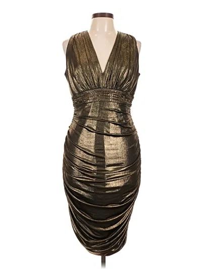Pre-owned Carmen Marc Valvo Cocktail Dress In Gold