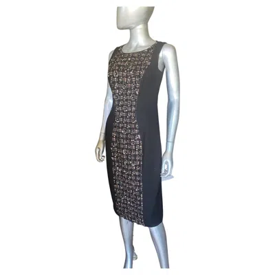 Pre-owned Carmen Marc Valvo Couture Black Sleeveless Chemise Beaded Work Of Art Size 4