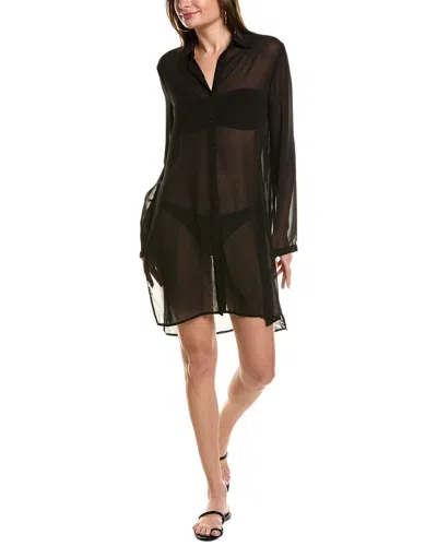 Carmen Marc Valvo Cover-up Shirt In Black