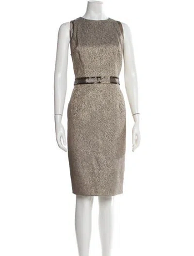 Pre-owned Carmen Marc Valvo Crew Neck Knee-length Dress In Neutral