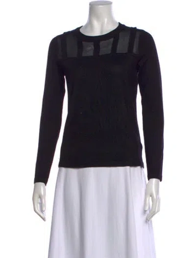 Pre-owned Carmen Marc Valvo Crew Neck Sweater In Black