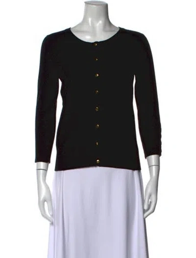 Pre-owned Carmen Marc Valvo Crew Neck Sweater In Black