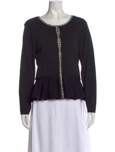 Pre-owned Carmen Marc Valvo Crew Neck Sweater In Black