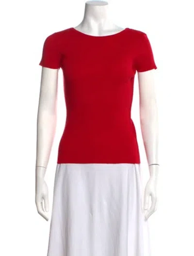 Pre-owned Carmen Marc Valvo Crew Neck Sweater In Red