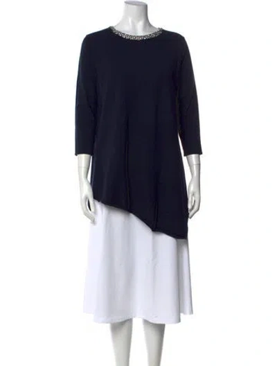 Pre-owned Carmen Marc Valvo Crew Neck Sweater W/ Tags In Blue