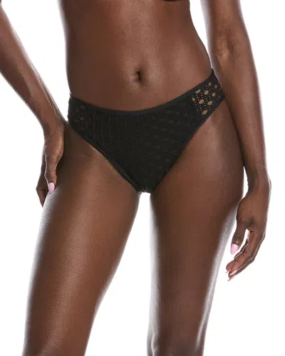 Carmen Marc Valvo Crochet Bikini Bottom In Black