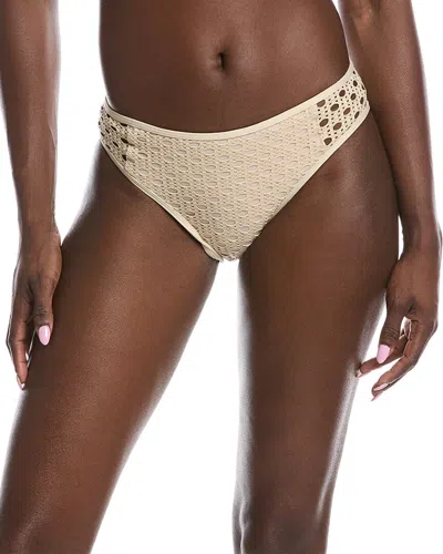 Carmen Marc Valvo Crochet Bikini Bottom In Neutral