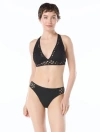 Carmen Marc Valvo Crochet Halter Bikini Top In Black
