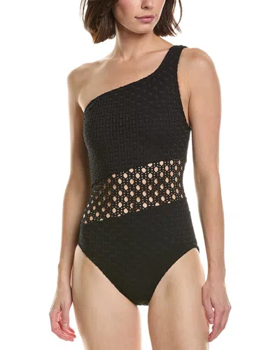 Carmen Marc Valvo Crochet One-piece In Black