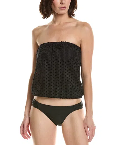 Carmen Marc Valvo Crochet Tankini Top In Black
