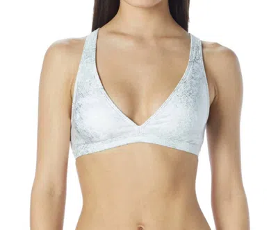 Carmen Marc Valvo Deluxe Strappy Back Triangle Bikini Top In Cmv White In Multi