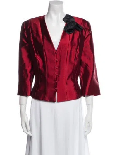 Pre-owned Carmen Marc Valvo Evening Jacket In Red