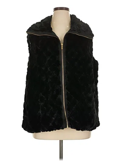 Pre-owned Carmen Marc Valvo Faux Fur Vest In Black