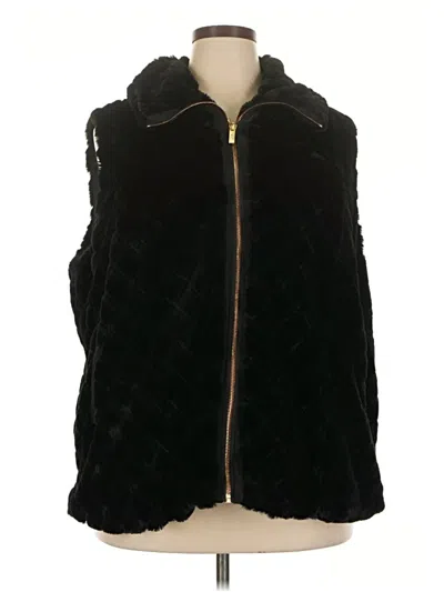 Pre-owned Carmen Marc Valvo Faux Fur Vest In Black
