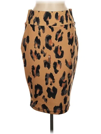 Pre-owned Carmen Marc Valvo Faux Leather Skirt In Brown