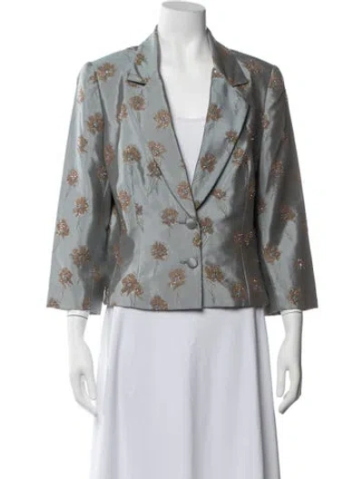 Pre-owned Carmen Marc Valvo Floral Print Blazer In Multicolor