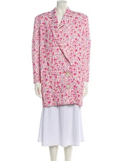 Pre-owned Carmen Marc Valvo Floral Print Blazer W/ Tags In Pink