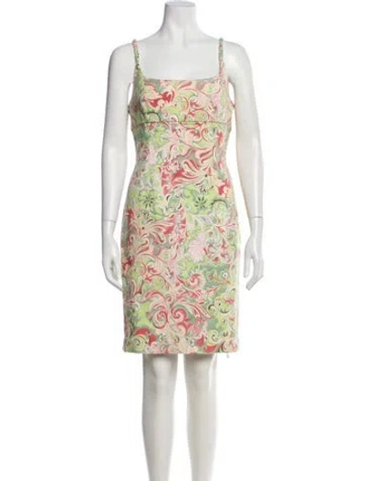 Pre-owned Carmen Marc Valvo Floral Print Mini Dress In Pink