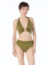 Carmen Marc Valvo Short Beaded Mesh Pareo Cover Up In Olive