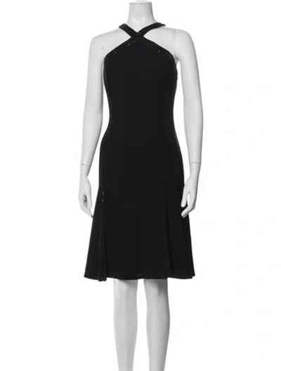 Pre-owned Carmen Marc Valvo Halterneck Knee-length Dress W/ Tags In Black