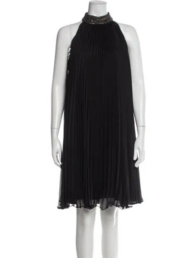 Pre-owned Carmen Marc Valvo Halterneck Mini Dress In Black