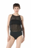 Carmen Marc Valvo High Neck One Piece Swimsuit