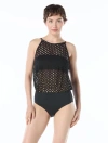 Carmen Marc Valvo High Neck One Piece Swimsuit In Olive