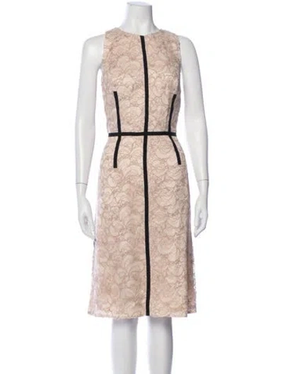 Pre-owned Carmen Marc Valvo Lace Pattern Knee-length Dress