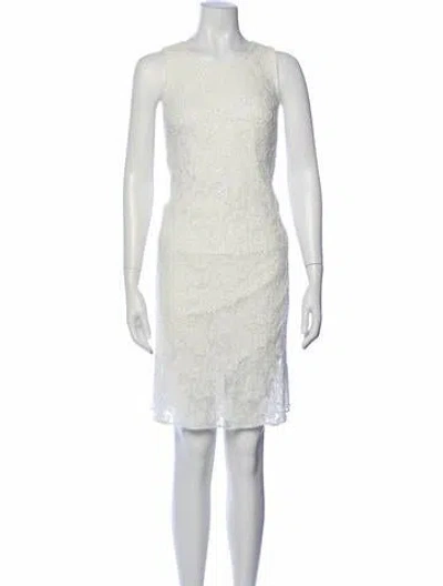 Pre-owned Carmen Marc Valvo Lace Pattern Knee-length Dress In Gray